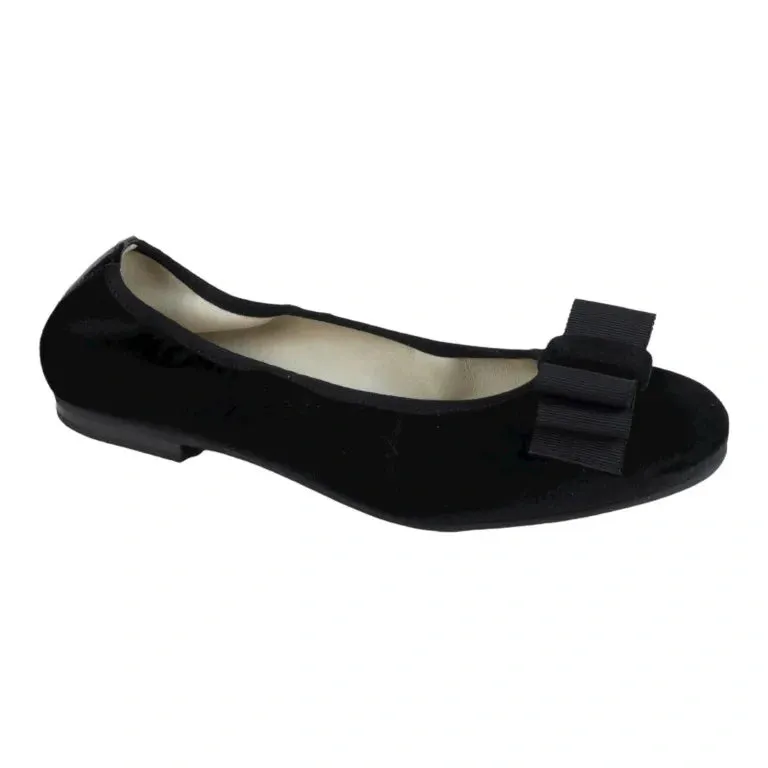 1690 - Black Velvet Flats for Girl/Teen/Women by London Kids