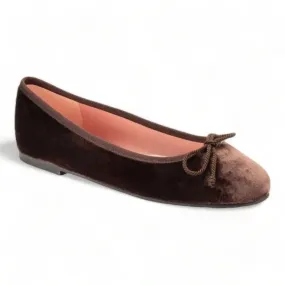 38189 - Brown Velvet Flats for Teen/Women by Pretty Ballerinas