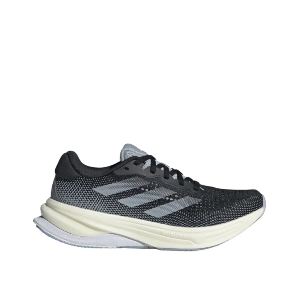 Adidas Women's Supernova Solution Running Shoes in Core Black/Halo Silver/Dash Grey SS24