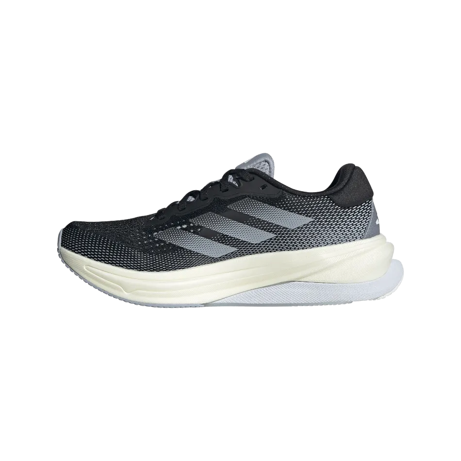 Adidas Women's Supernova Solution Running Shoes in Core Black/Halo Silver/Dash Grey SS24