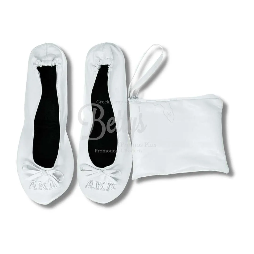 Alpha Kappa Alpha AKA Embroidered Ballet Flats with Carrying Case