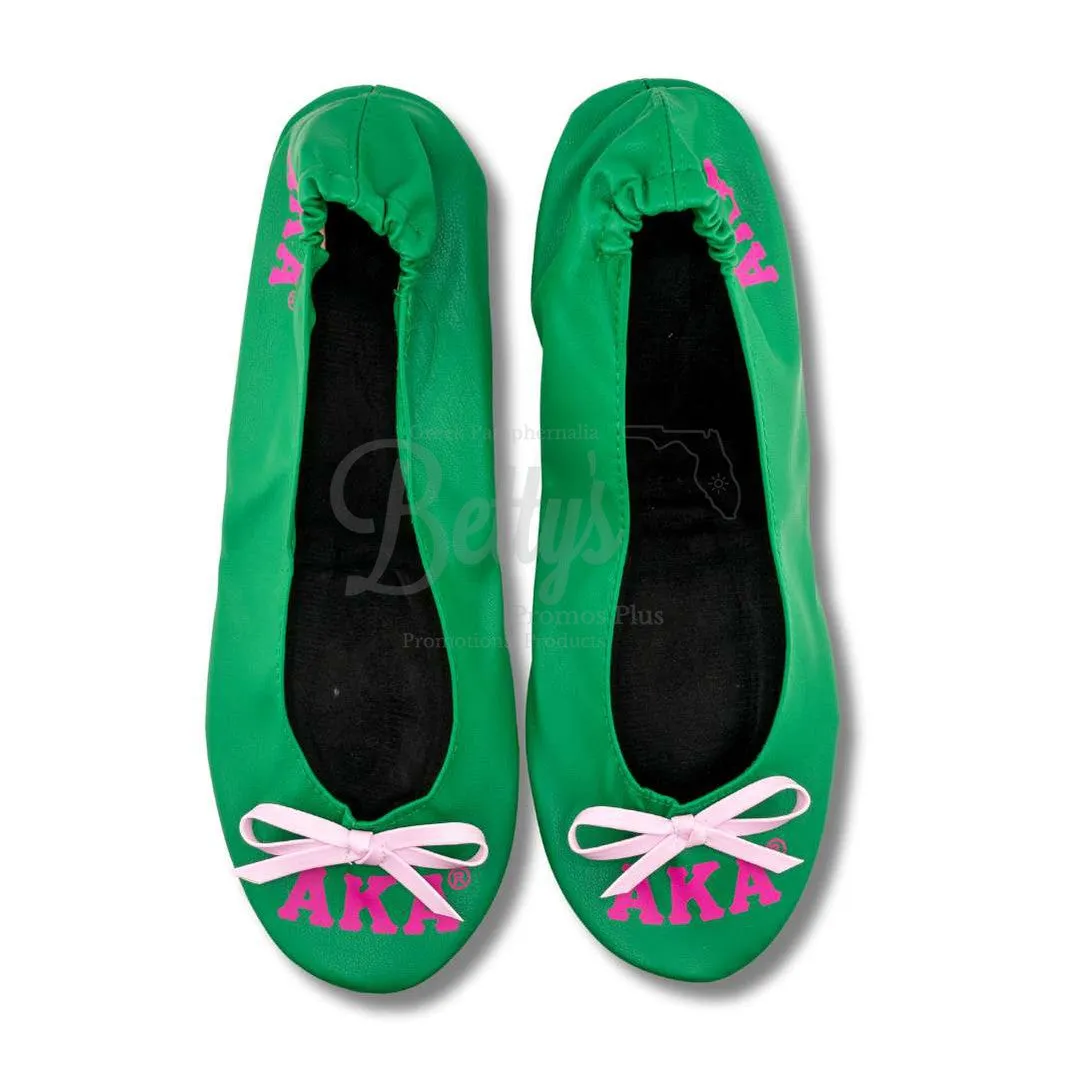 Alpha Kappa Alpha AKA Printed Foldable Ballet Flats with Carrying Case