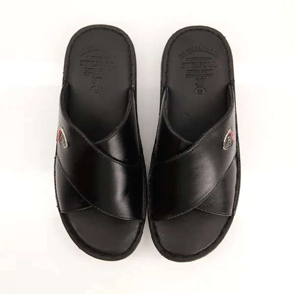 Black medicated mens slippers