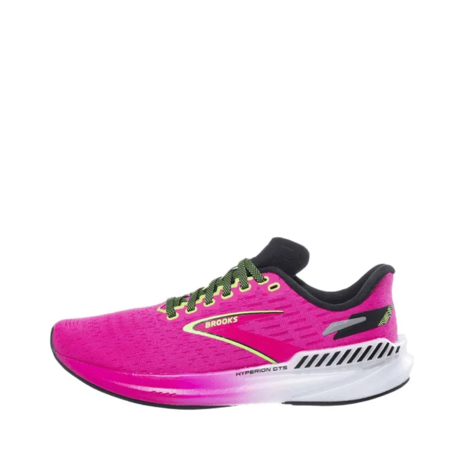 Brooks Women's Hyperion GTS Running Shoes in Pink/Glo Green/Black AW23