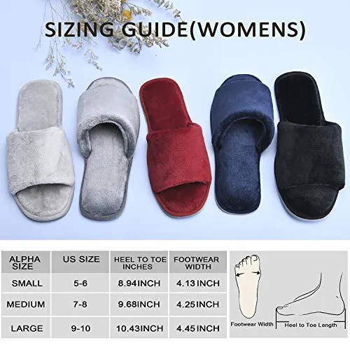 DL Open Toe Slippers for women Indoor, Cozy Memory Foam Womens House Slippers Summer Slip On, Comfy Soft Flannel Womens Bedroom Slippers Slide Breathable Size 7-8 Dark Grey