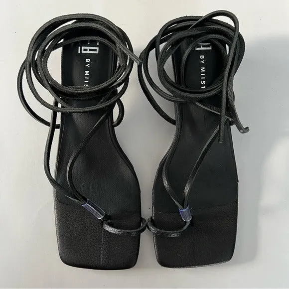 E8 By Miista Black Strapy Leather Heeled Sandals