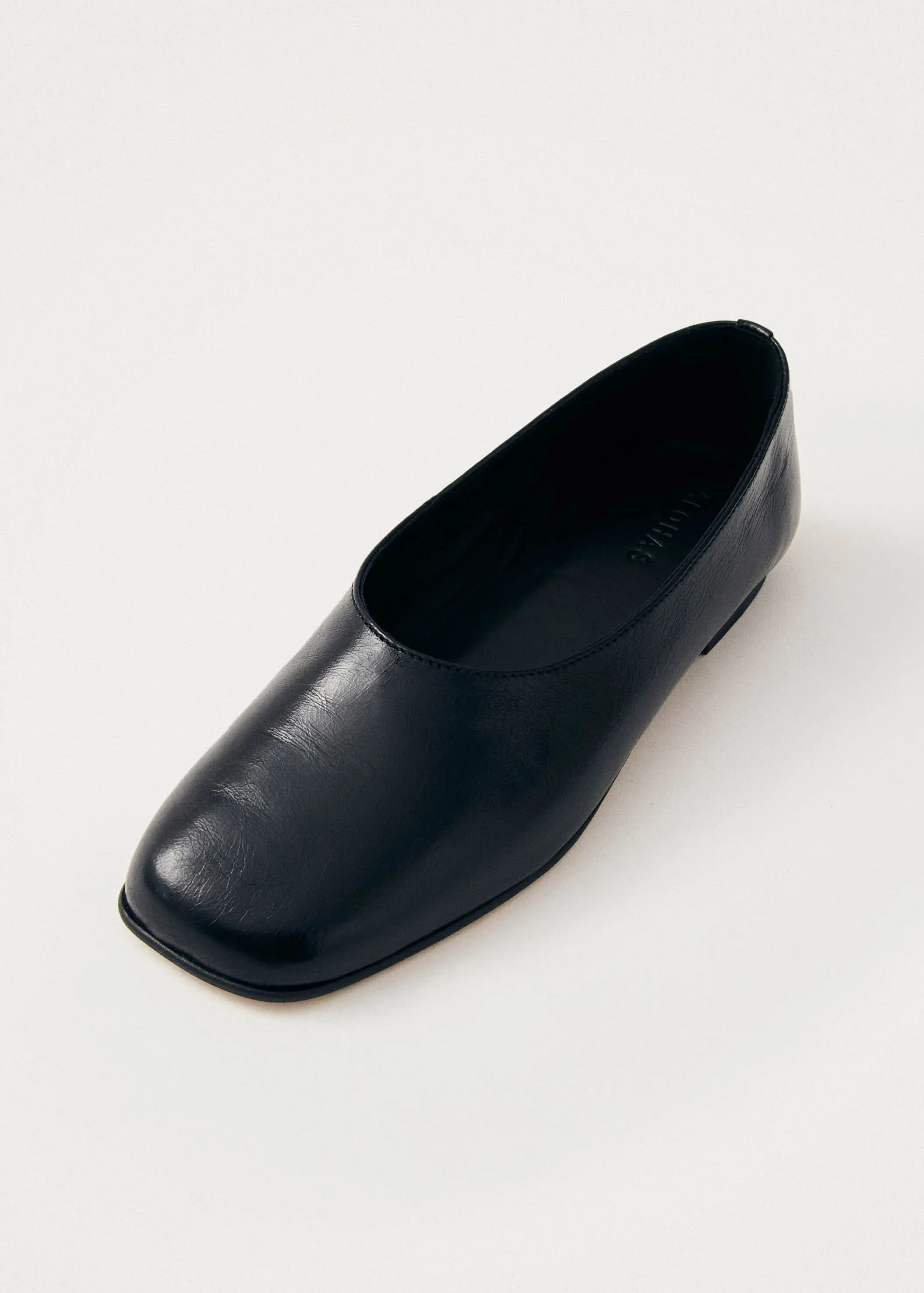 Edie Black Leather Ballet Flats