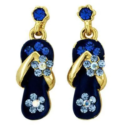 Flip Flop Earrings Royal Blue/Gold