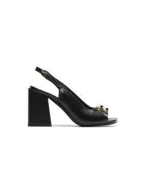 FURLA LEATHER CHAIN SANDALS IN BLACK