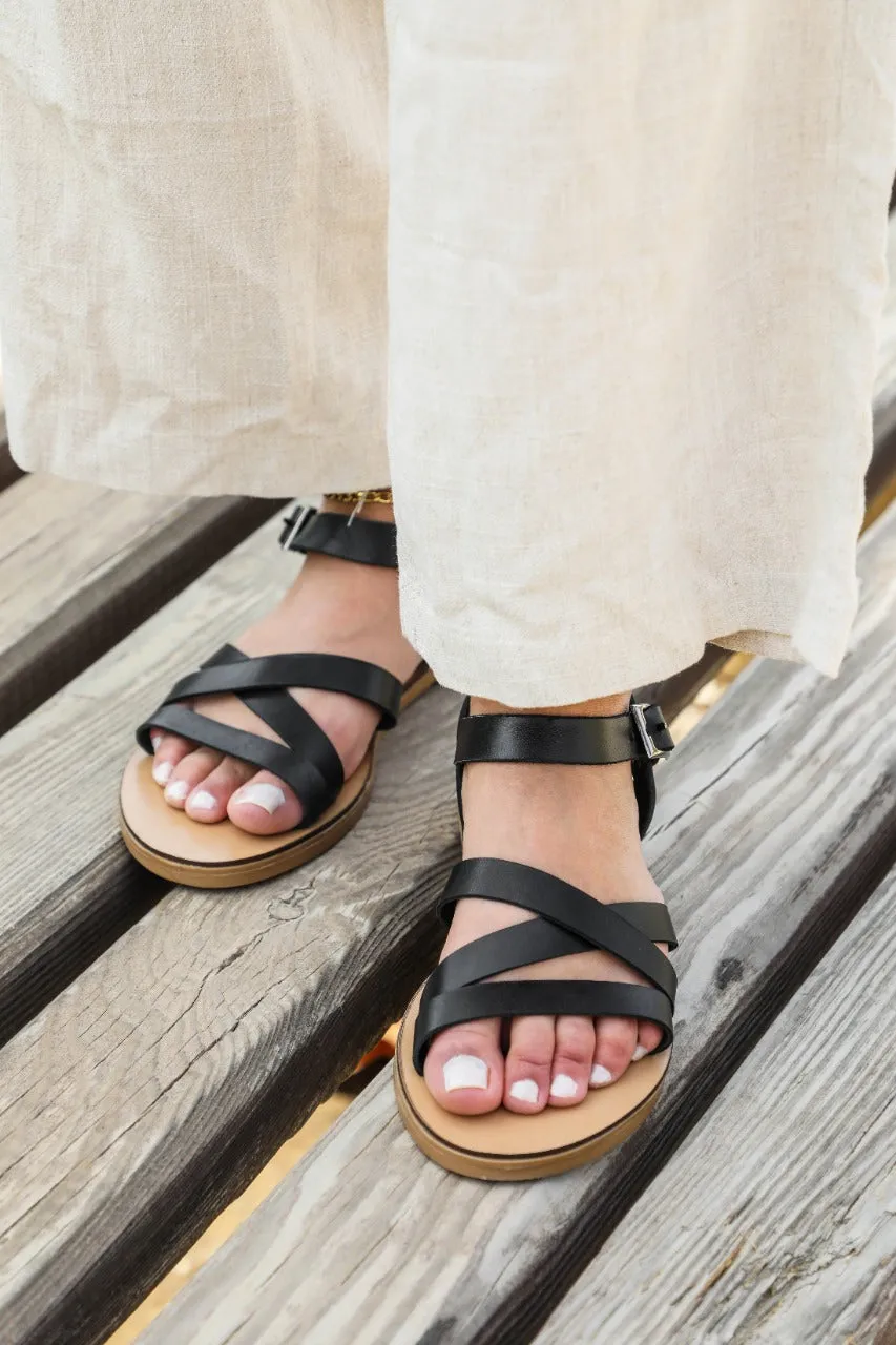 Gladiator Leather Sandals Black