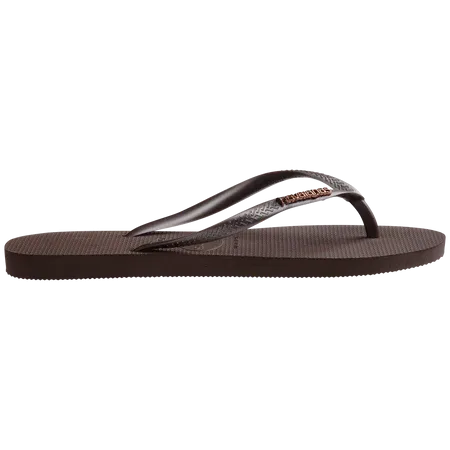 HAVAIANAS Slim Logo Metallic Sandal-Dark Brown