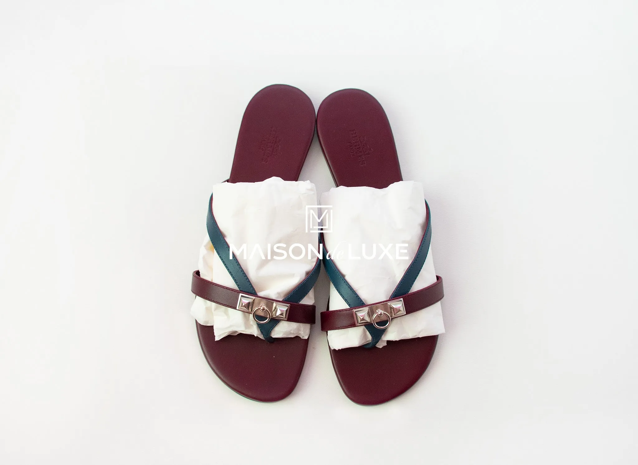 Hermes Women's Burgundy Corfou Sandal Slipper 37 Shoes