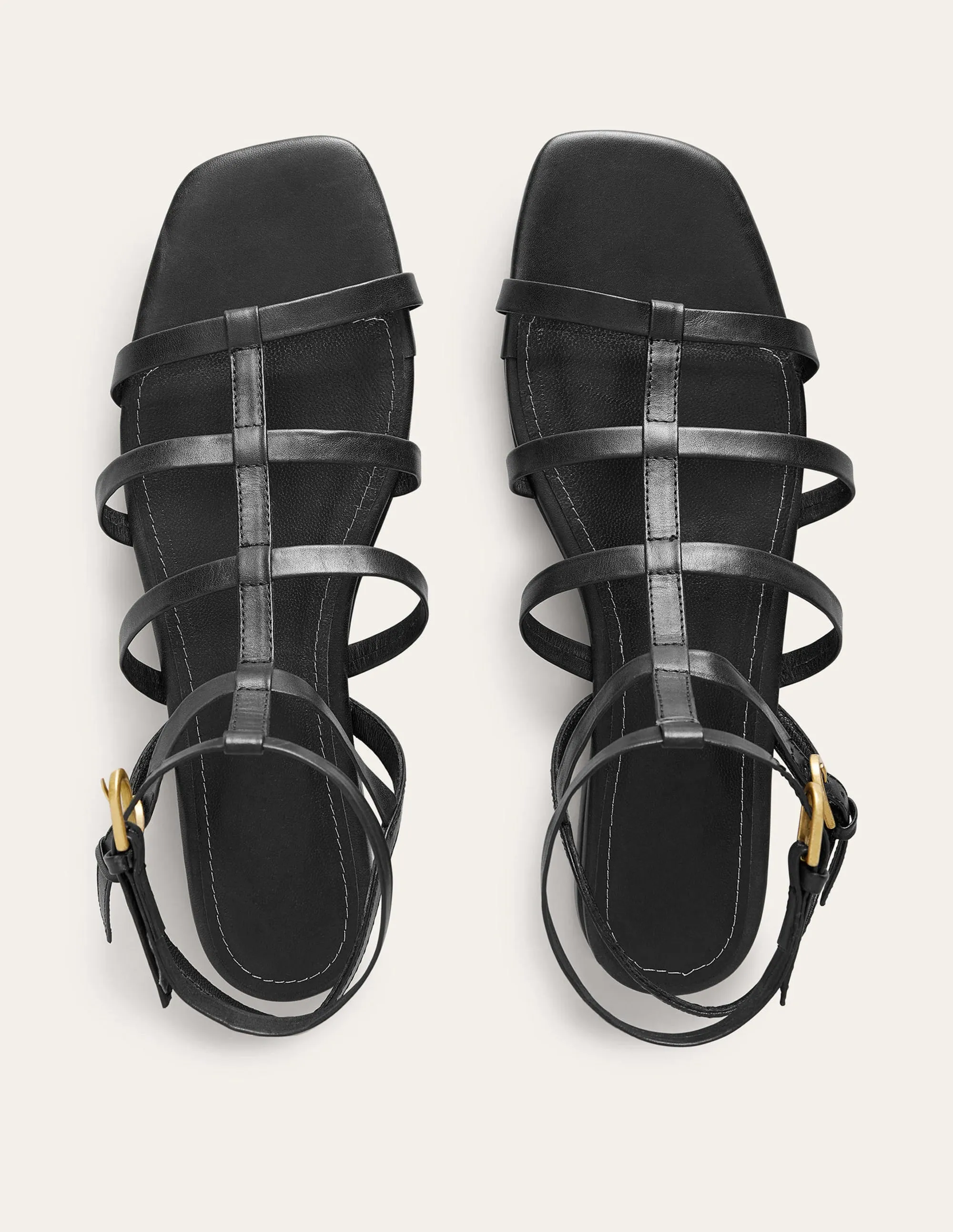 Leather Gladiator Sandals-Black