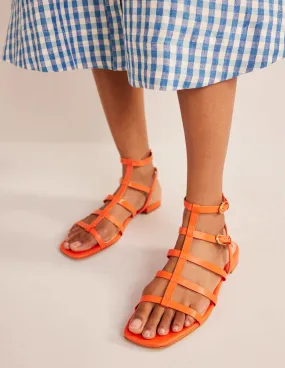 Leather Gladiator Sandals-Blood Orange