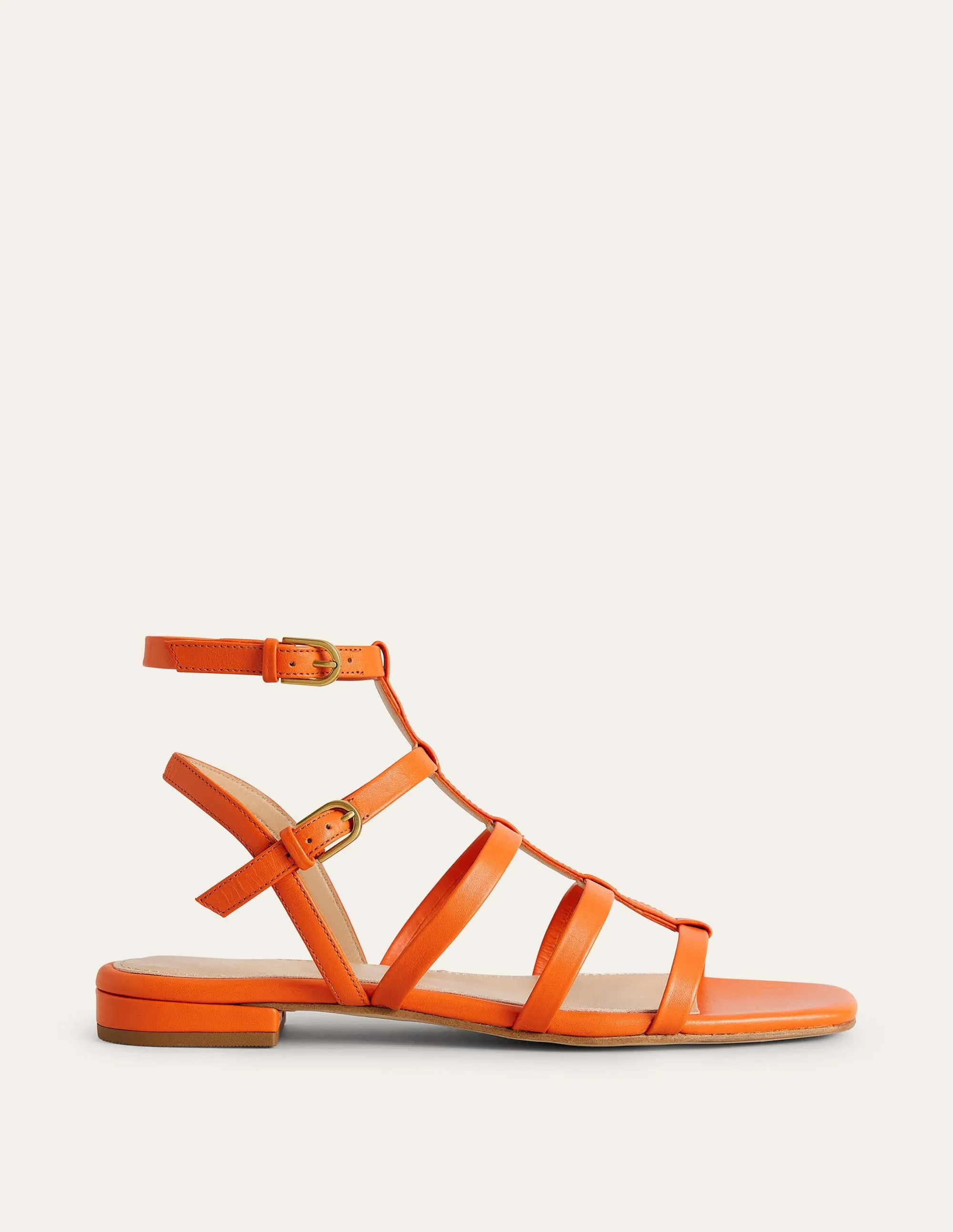 Leather Gladiator Sandals-Blood Orange