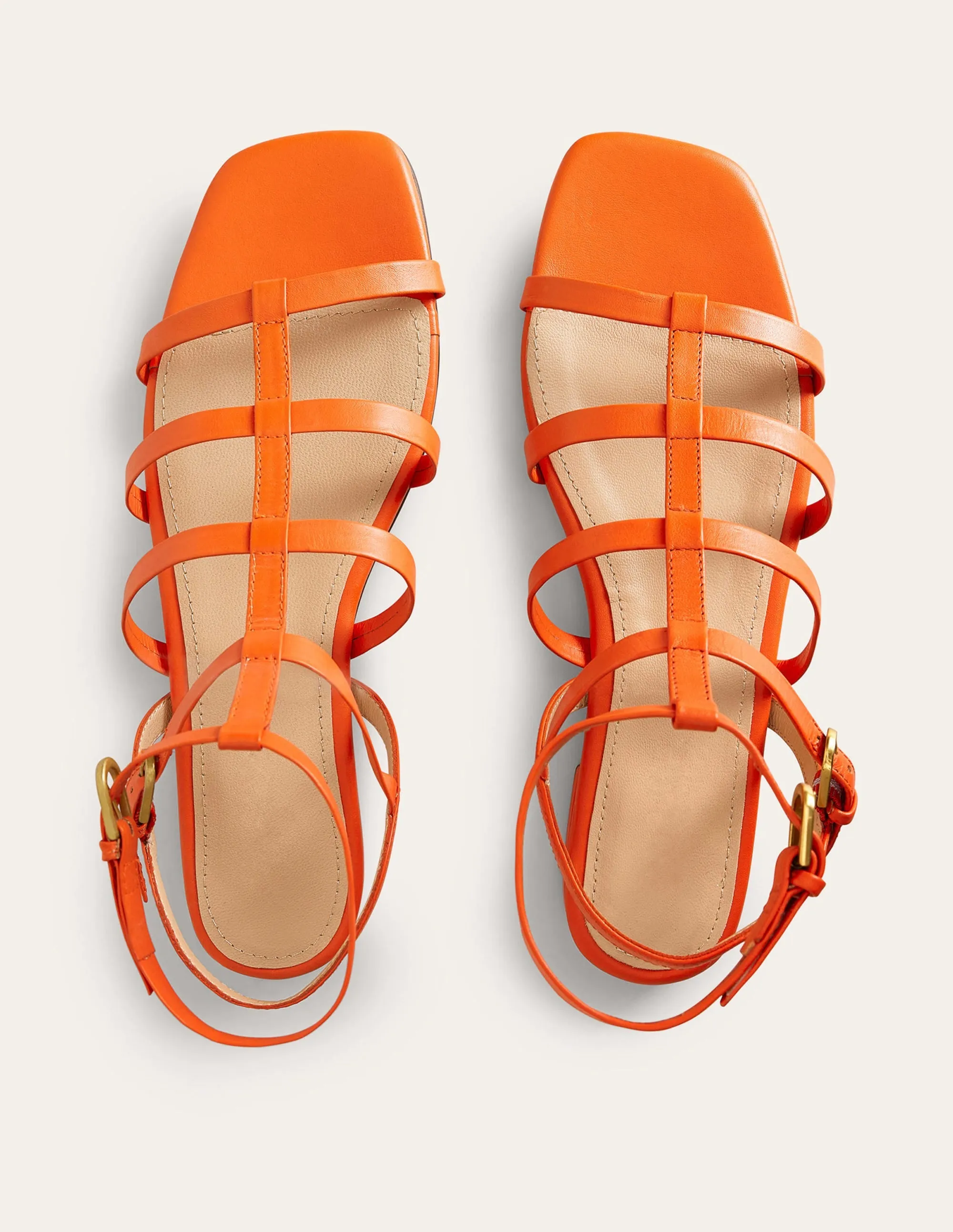 Leather Gladiator Sandals-Blood Orange