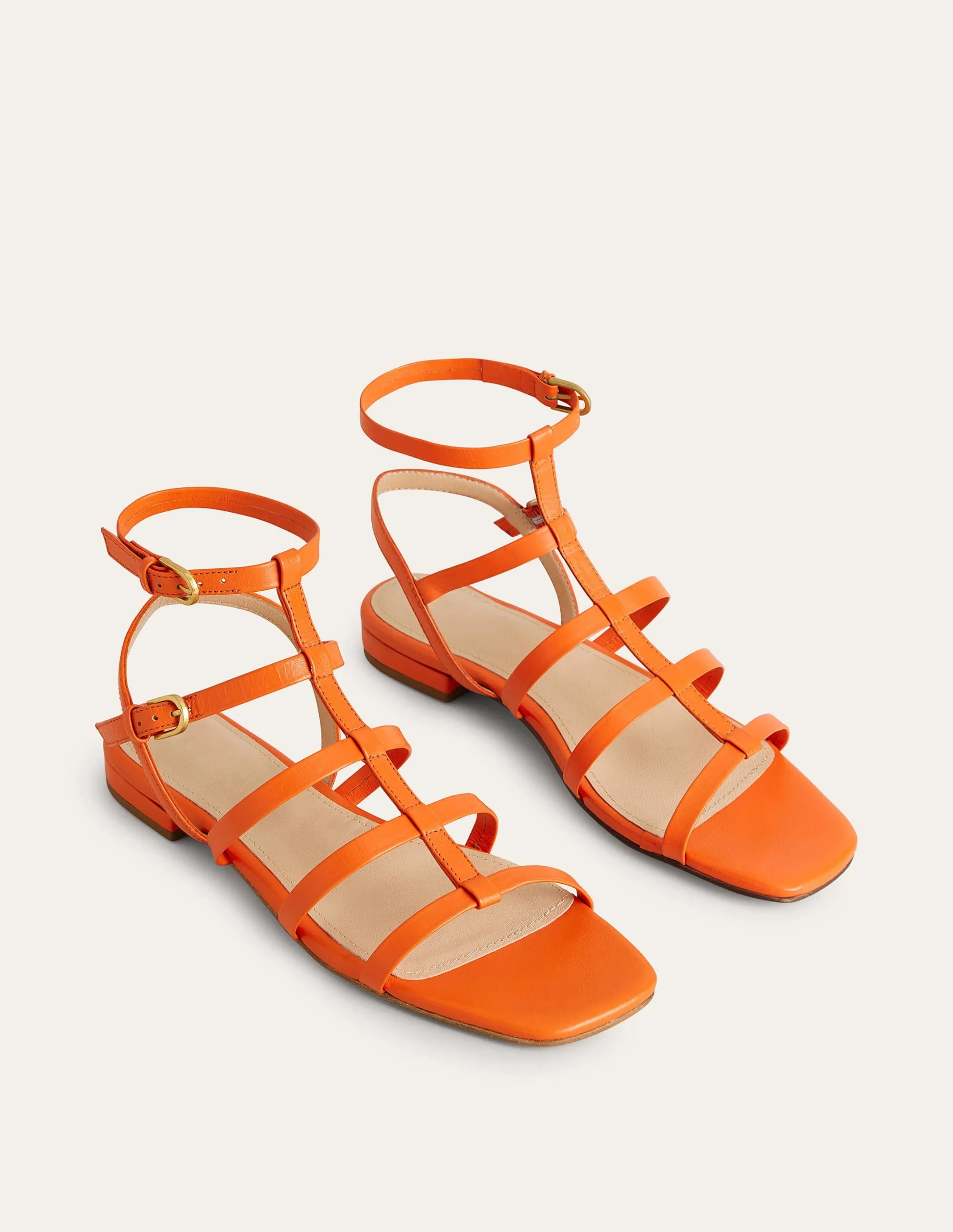 Leather Gladiator Sandals-Blood Orange