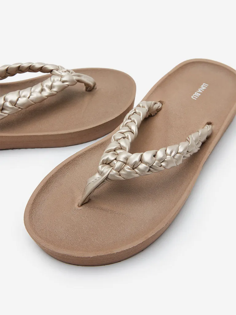 LUNA BLU Taupe Braid Pattern Flip-Flop