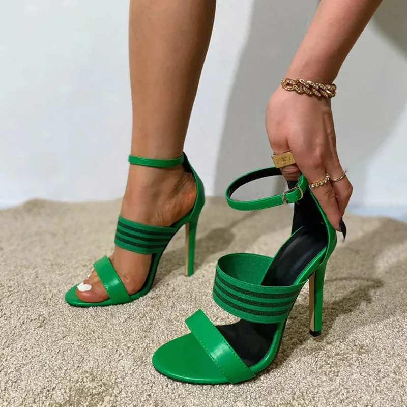 LuxeVerve Mixed-Color Gladiator Heels