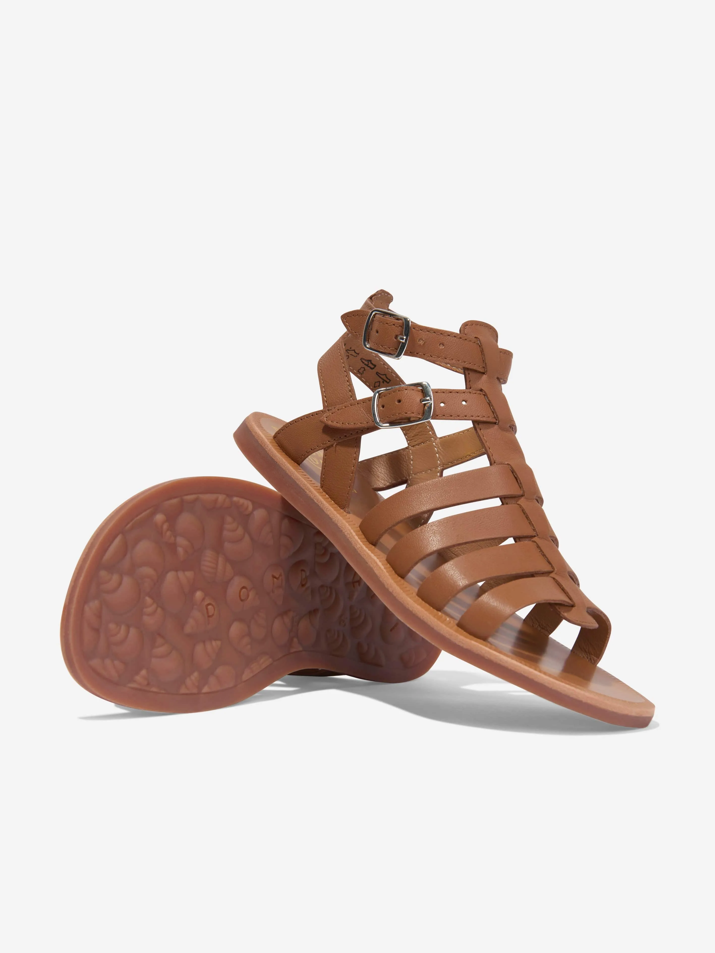 Pom D'Api Girls Leather Plagette Gladiator Sandals in Camel