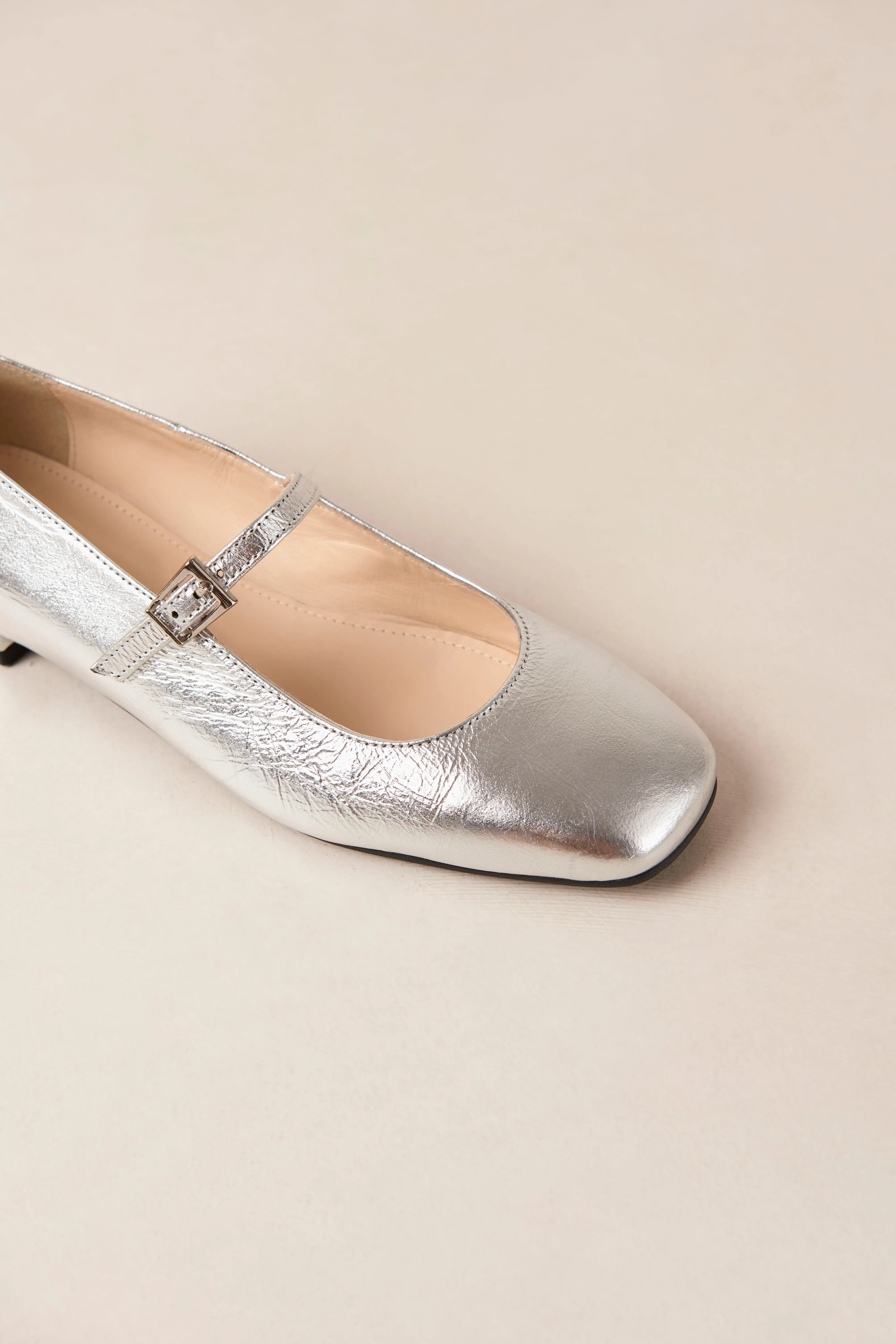 Por Do Sol Shimmer Leather Ballet Flats - Silver