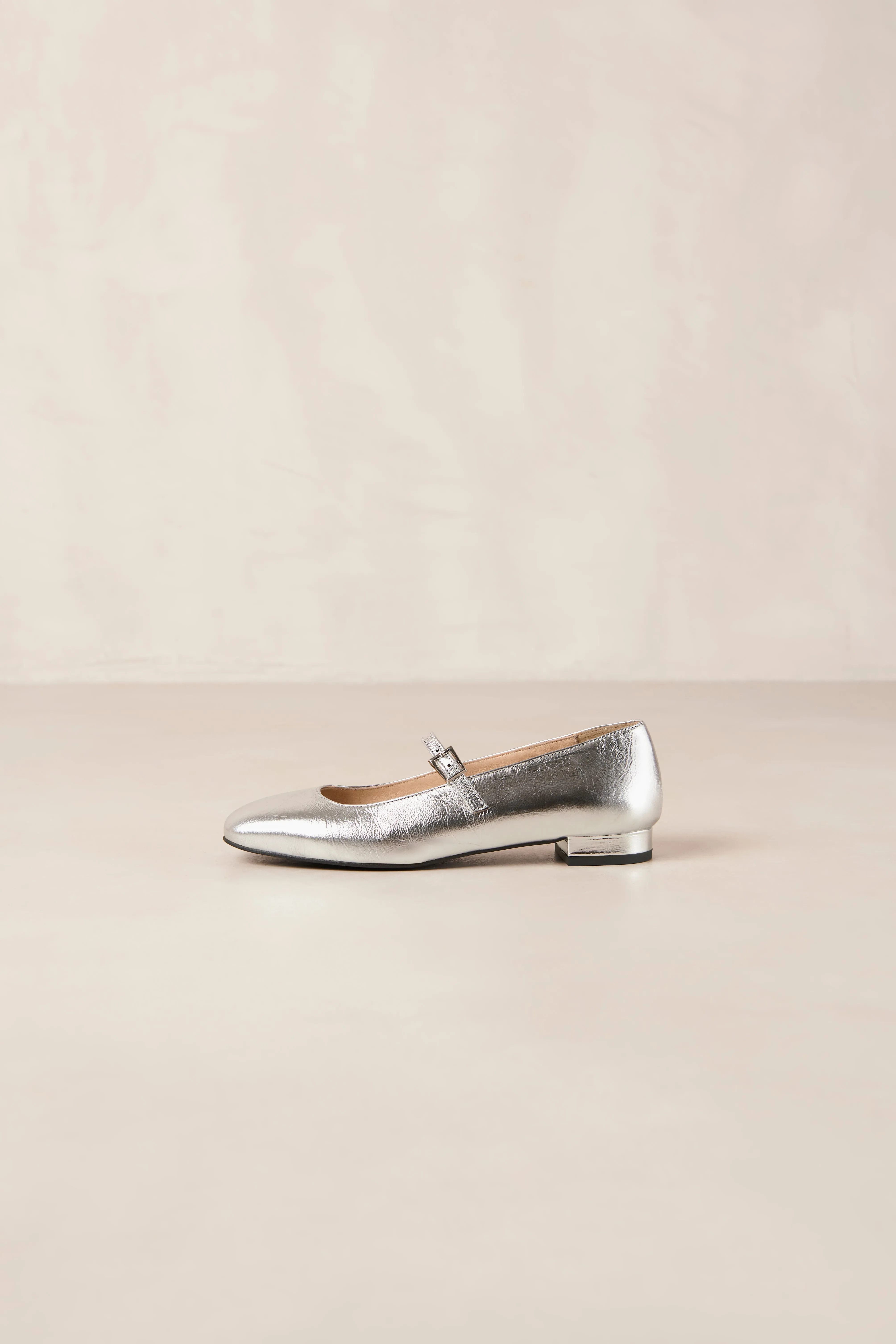 Por Do Sol Shimmer Leather Ballet Flats - Silver