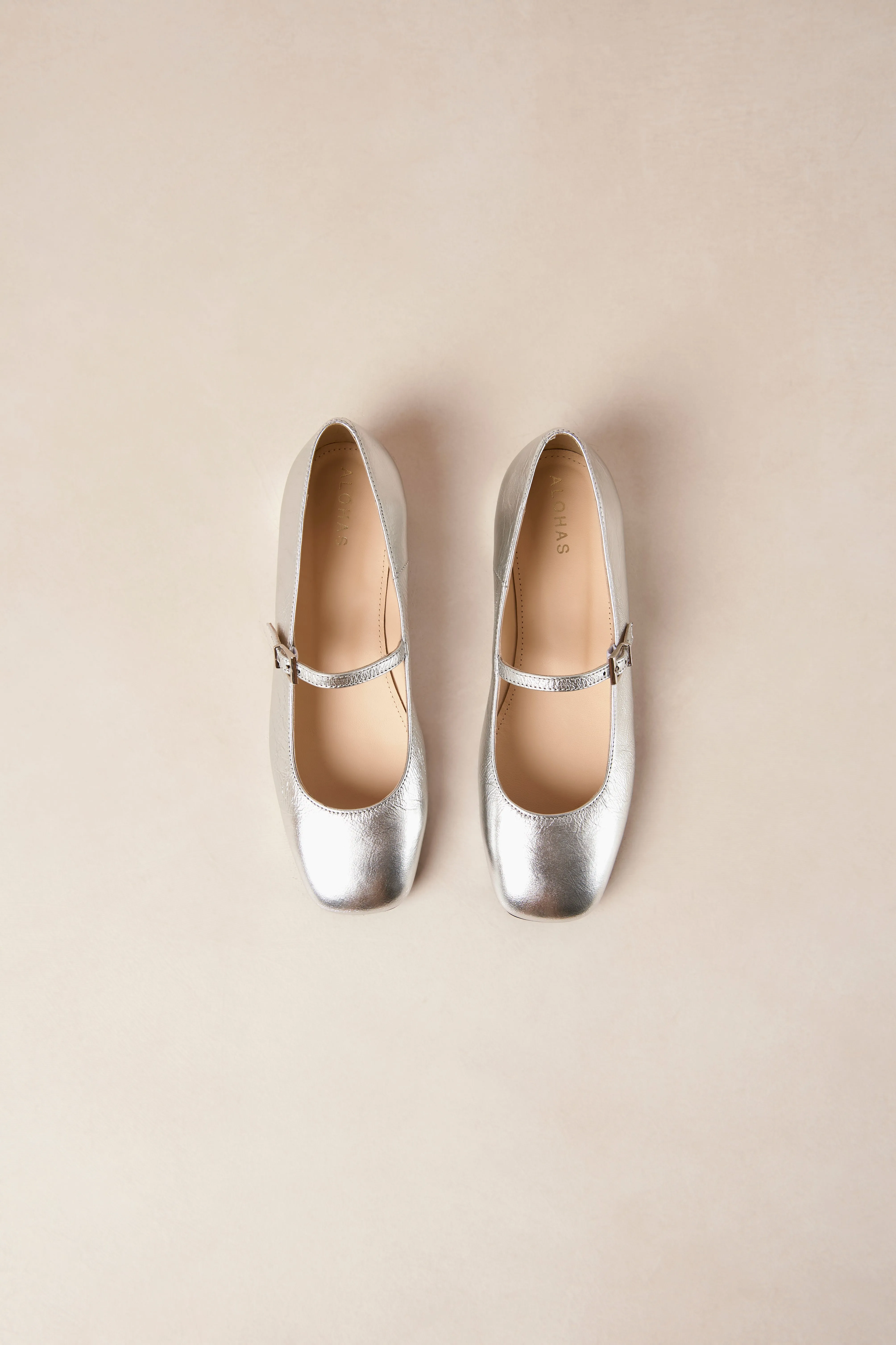 Por Do Sol Shimmer Leather Ballet Flats - Silver