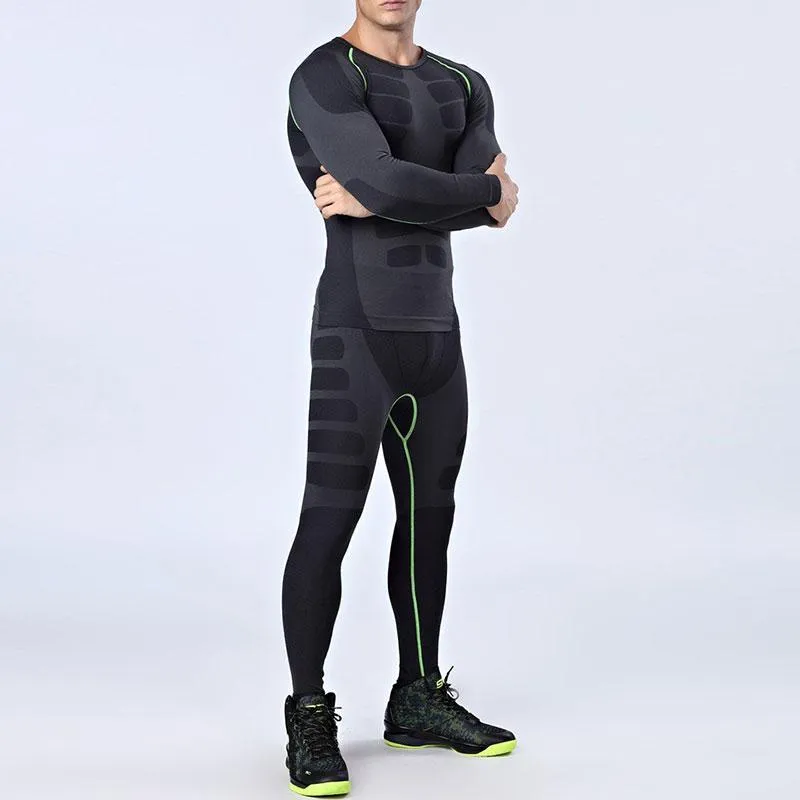 Quick Dry Men's Running Sets 2 pieces/sets Compression Sports Suits Men Basketball Tights Clothes