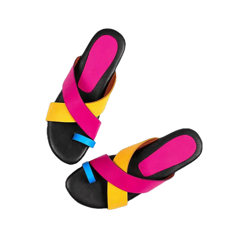 Rossana Funky Leather Flat Sandals