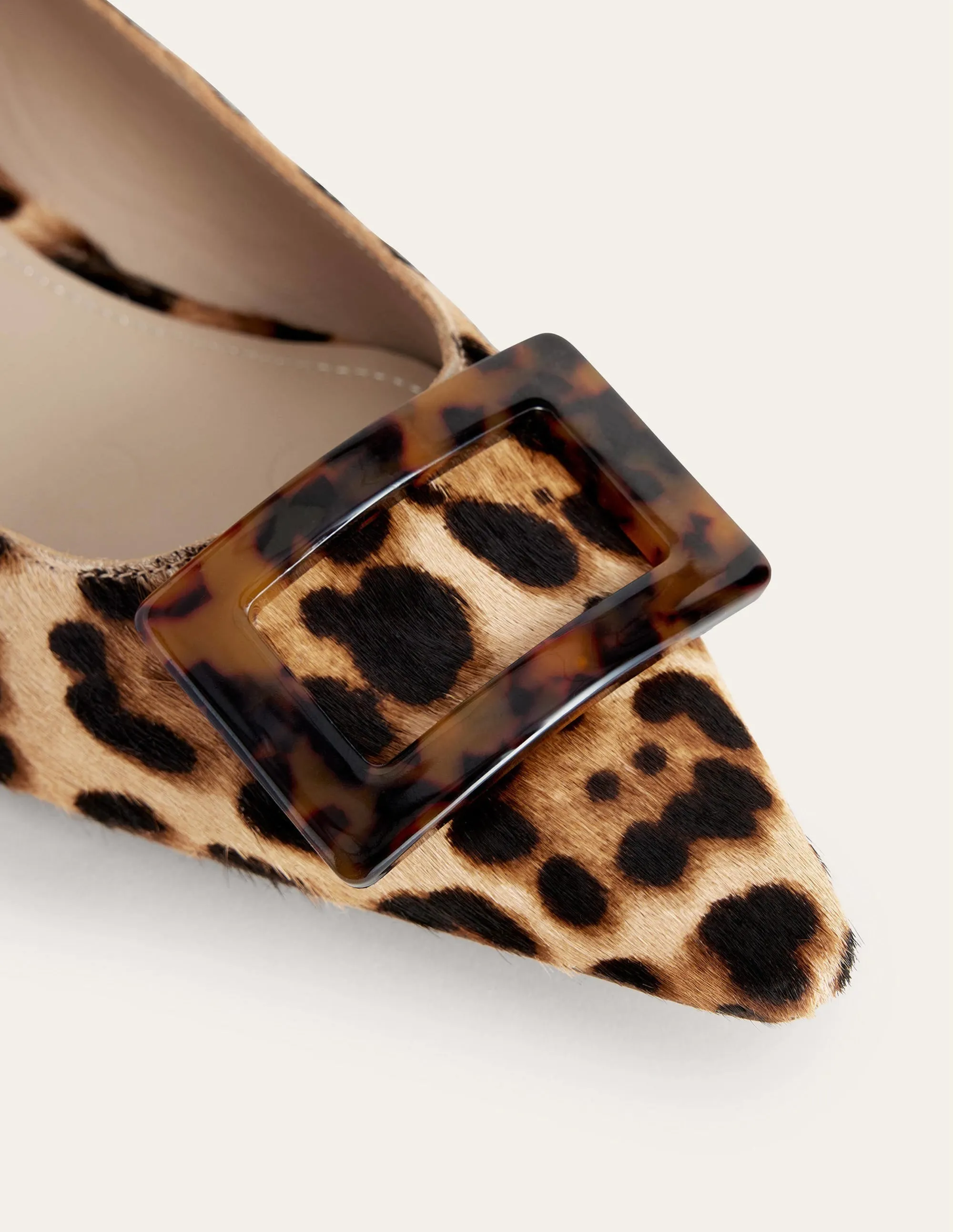 Trim Detail Point Ballet Flats-Leopard