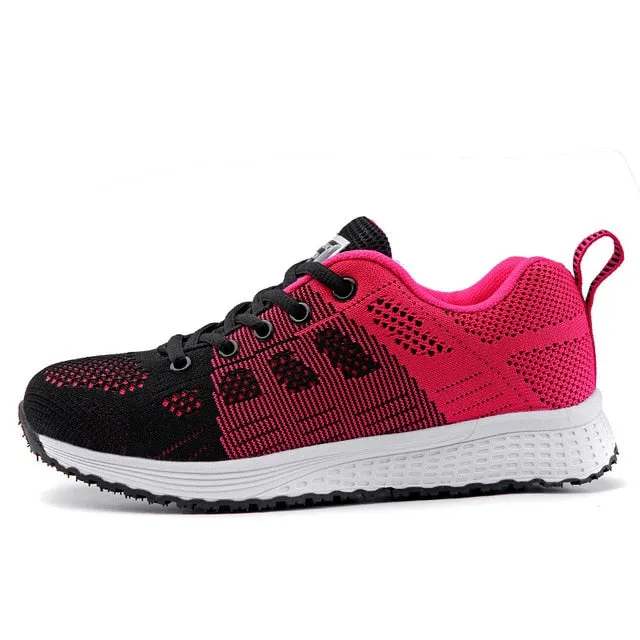 Women Breathable Walking Mesh Lace Up Flat Sneakers Tenis Feminino Vulcanized Shoes