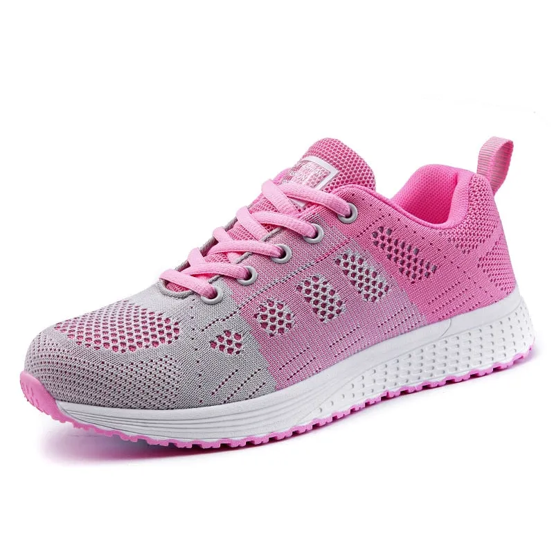 Women Breathable Walking Mesh Lace Up Flat Sneakers Tenis Feminino Vulcanized Shoes