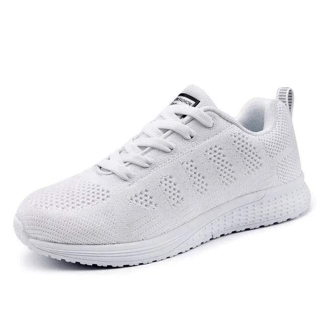 Women Breathable Walking Mesh Lace Up Flat Sneakers Tenis Feminino Vulcanized Shoes