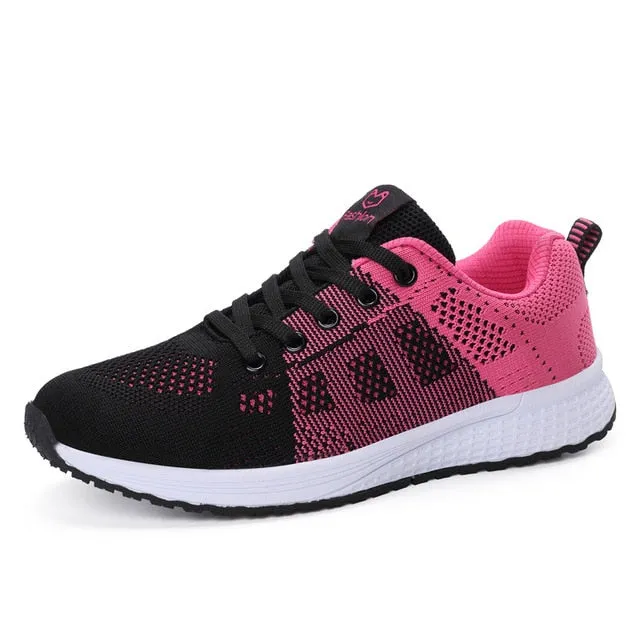 Women Breathable Walking Mesh Lace Up Flat Sneakers Tenis Feminino Vulcanized Shoes