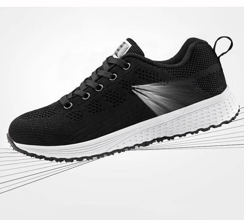 Women Breathable Walking Mesh Lace Up Flat Sneakers Tenis Feminino Vulcanized Shoes