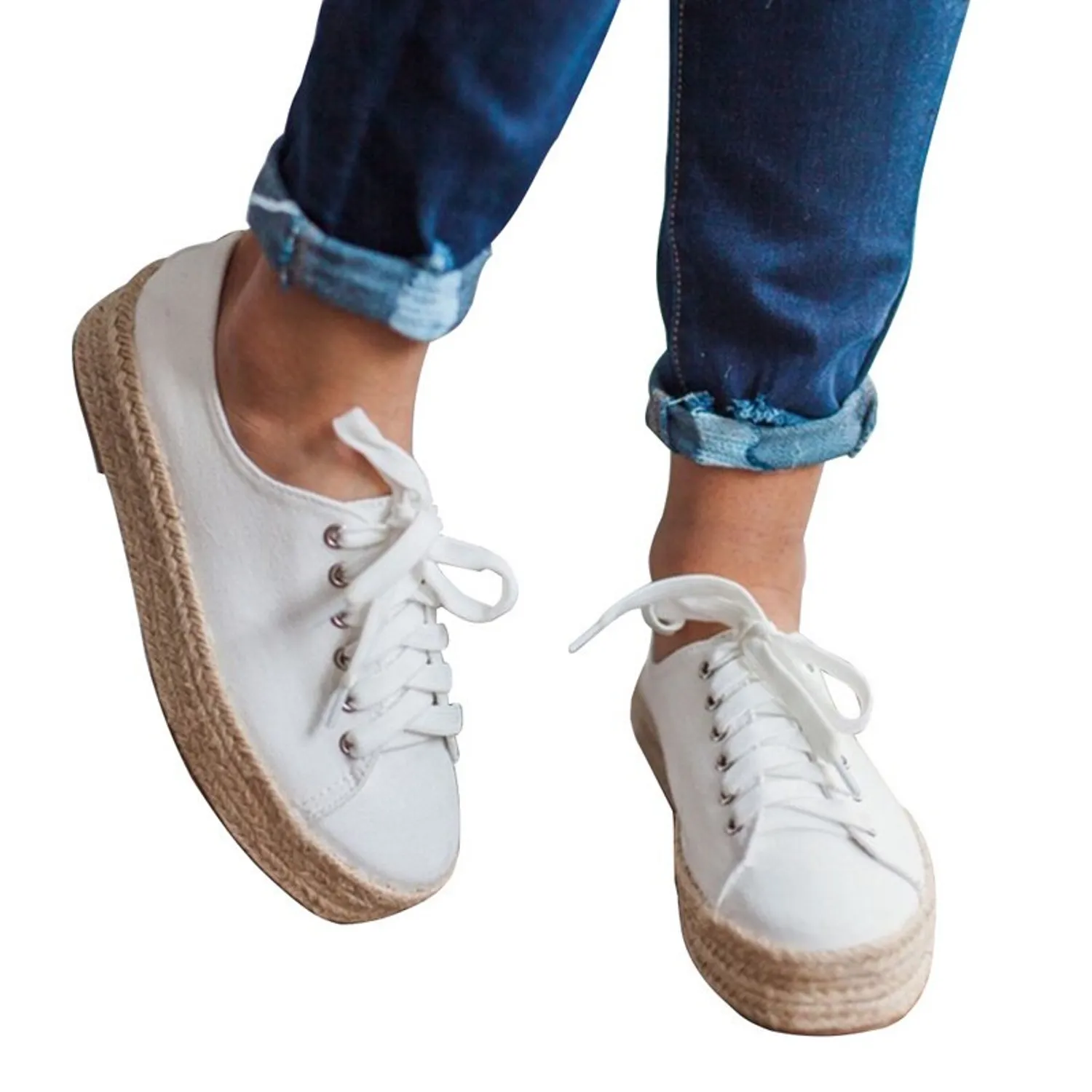 Women's Casual Platform Lace Up Flats